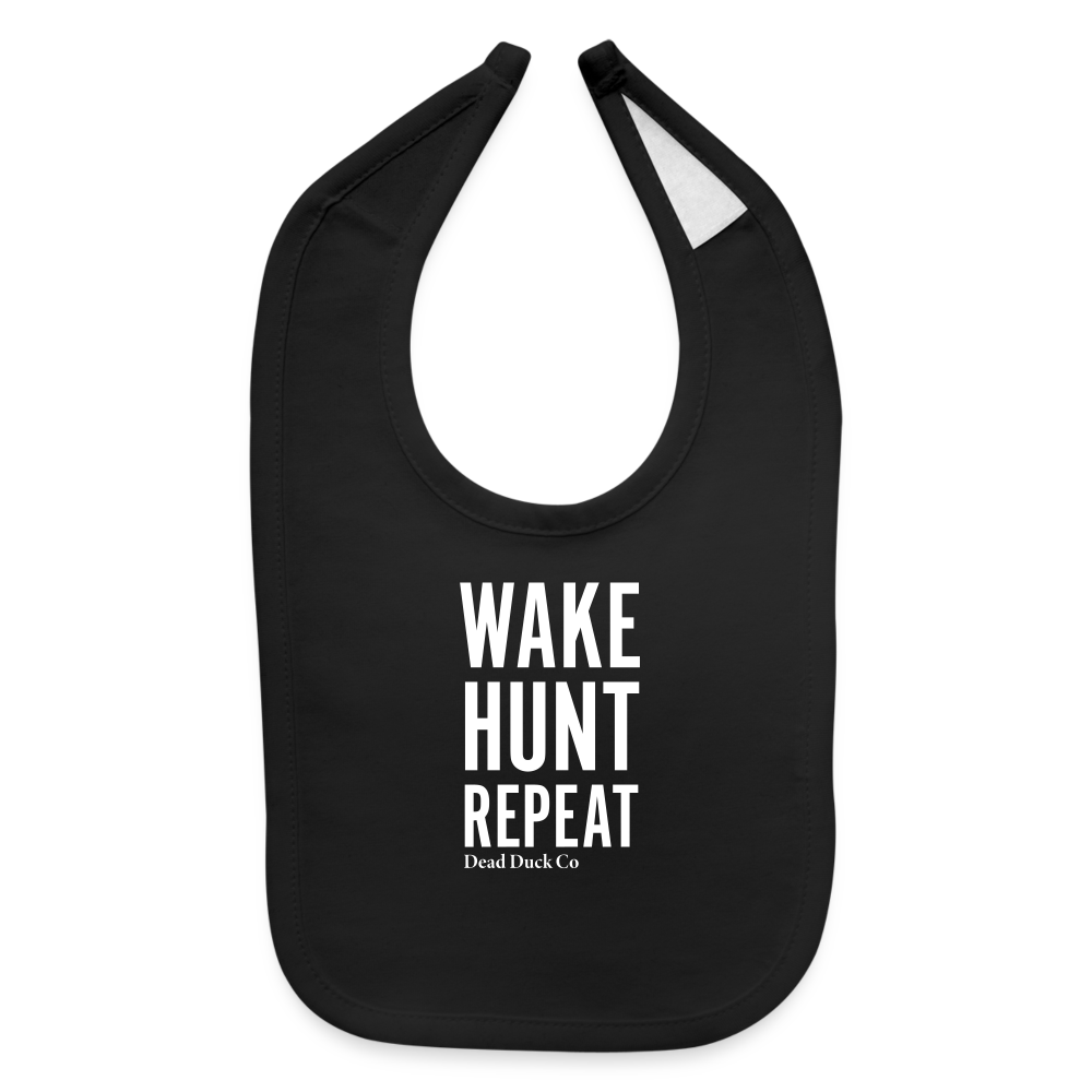 Wake Hunt Repeat Baby Bib - black