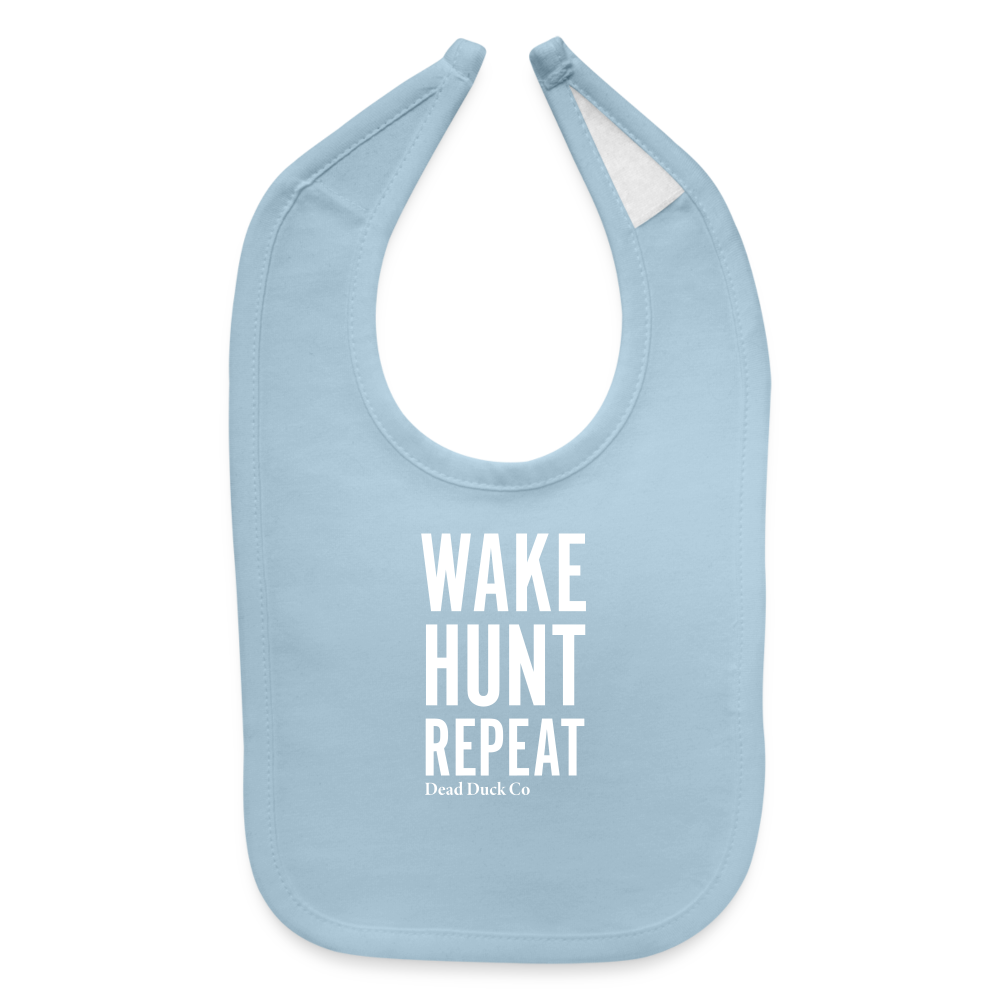 Wake Hunt Repeat Baby Bib - light blue